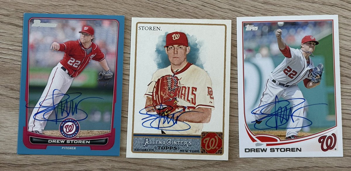 mjs80377's tweet image. Thanks to @nationals Pitcher Drew Storen for signing my cards #Topps #Bowman #AllenandGinter #Hobby #BaseballCards #Collect #TTMAutographs #TTM #Autographs #TTMSuccess #Natitude