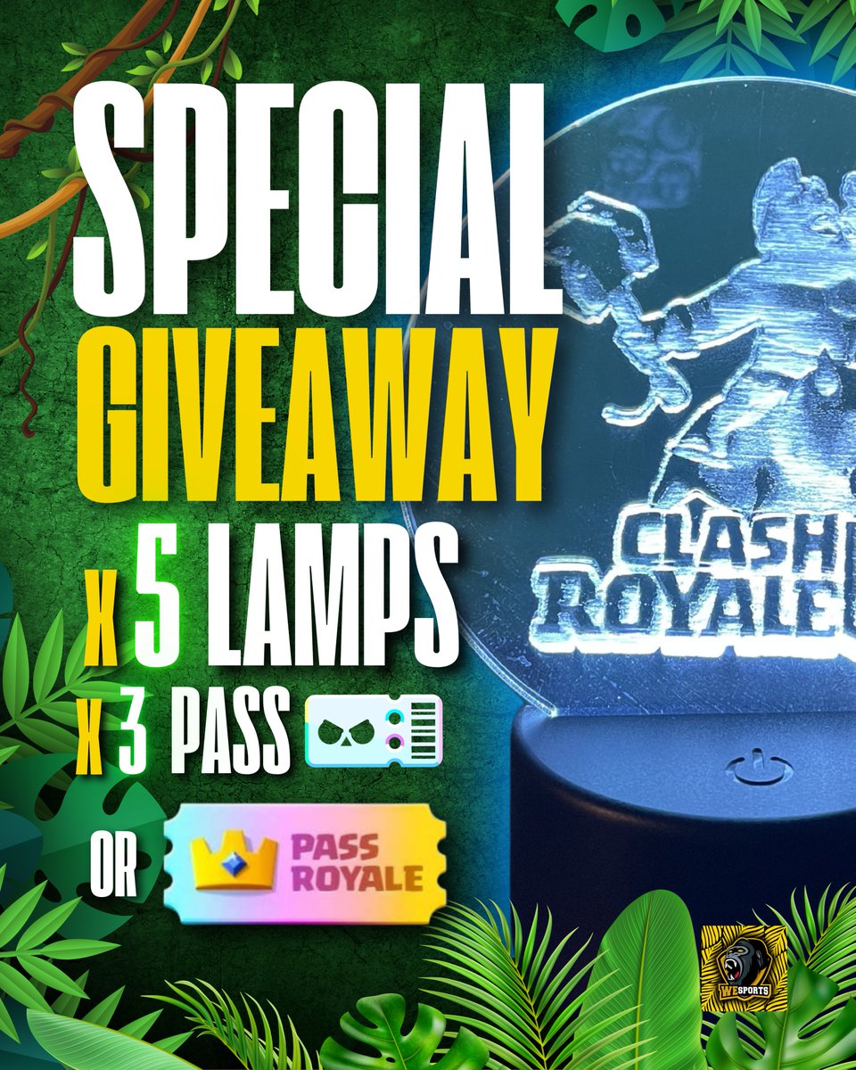 🎁 Giveaway 🎁
🏆 x 3 BPP or Diamond Pass 
🏆 ×5 Hog Rider Lamps (CR)  

To enter :  

Like &amp;Retweet ❤️♻️
Follow
<a href="/FFlevi_/">Levi</a>
<a href="/WeSports_CR/">WeSports</a>
<a href="/Chuptaburger/">Chuptaburger</a>
<a href="/Ludi_CR/">ʟᴜᴅɪ</a>
<a href="/Velrol86Mx/">velrol</a>
Comment what you want to win  
Good Luck , winners in 7 days  ⏰  #clashroyale  #BrawlStars