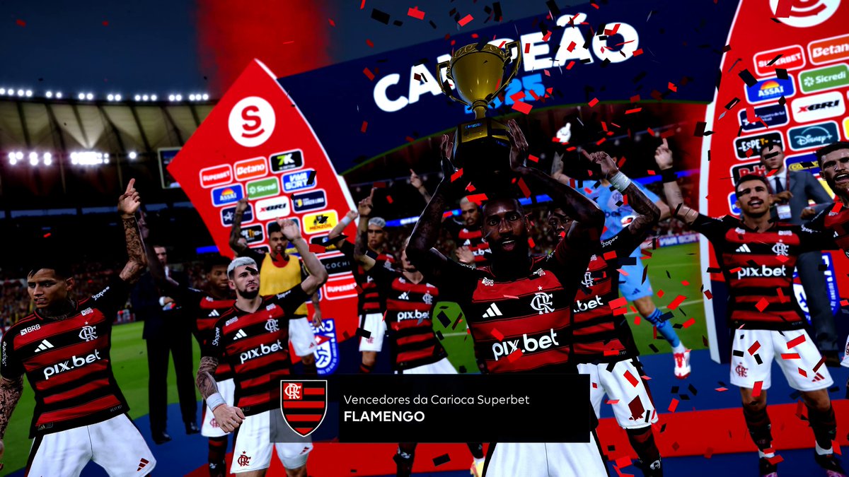 TudodePES's tweet photo. PES 2021 - FLAMENGO CAMPEÃO CARIOCA DE 2025 NO PATCH GOGOSZ 7.8 - 4K
Vídeo Completo: https://t.co/Y6GNFNLFIS
#flamengo #gogoszpatch #patchgogosz #PES2025 https://t.co/RpFNHa8fZd