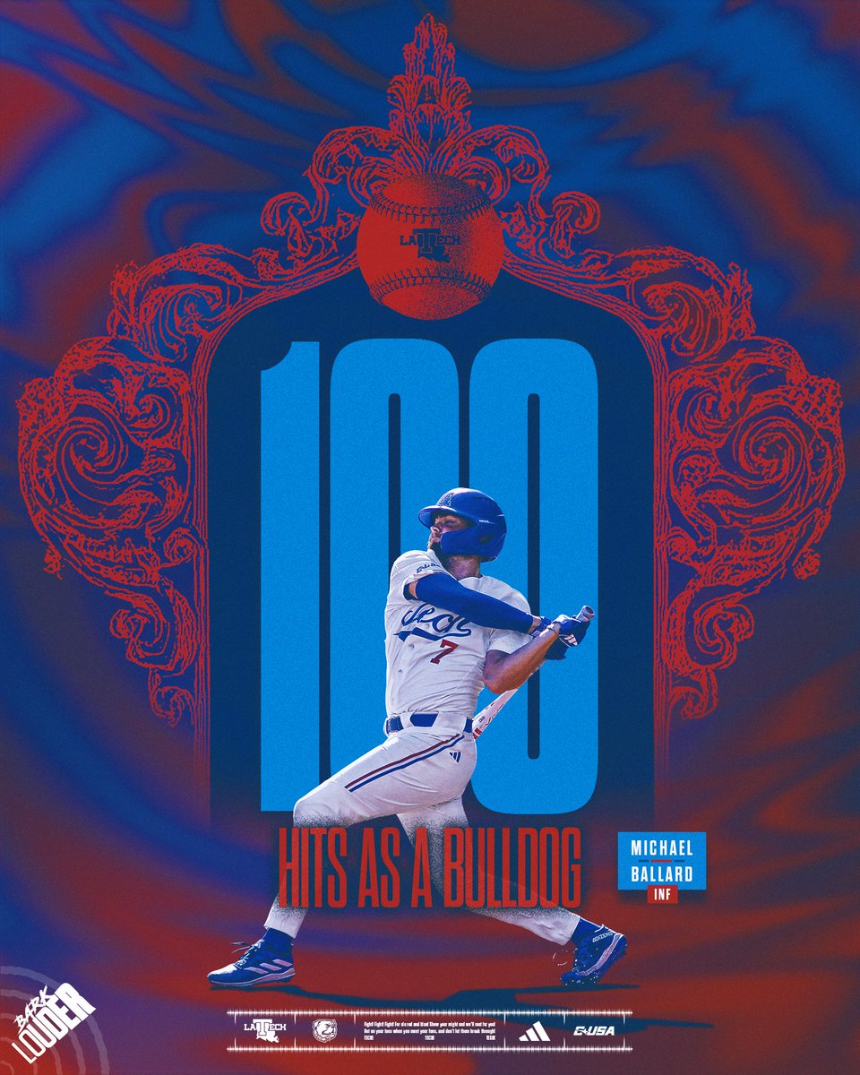 LATechBSB's tweet photo. 𝐁𝐈𝐆 𝐌𝐈𝐊𝐄‼️

With his RBI double in the top of the 9th against Wichita State, Michael Ballard now has 1⃣0⃣0⃣ hits as a Bulldog! https://t.co/rDqQe6HdgD