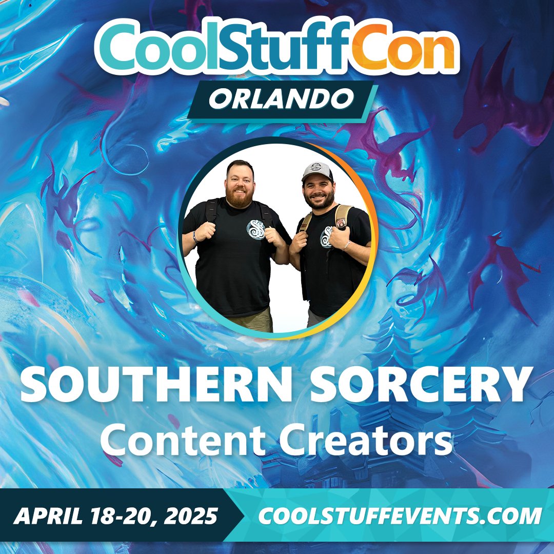 SouthernSorcerE's tweet image. It’s official! @coostuffinc are having us back as creators for #cscon COMMANDFEST ORLANDO!
April 18, 19, and 20th!
We love this event and will be there playing games all weekend! Check out cool stuff events for details!