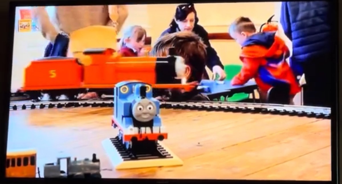 Steaming2Legacy's tweet photo. You can see both my @CoolProps_PR Thomas model and wooden Thomas toy replicas (made by Whitehousefilms) in two shots on BBC News shown earlier this evening!
https://t.co/VFiYPtCTtP

~ @DanCoffey1991 

#thomasandfriends #thomasthetankengine #therailwayseries #80thanniversary https://t.co/Q62DQcRdHI