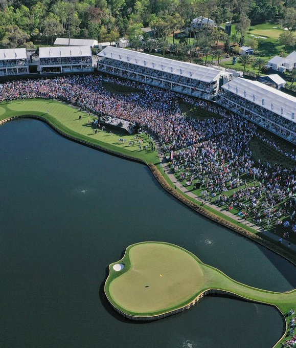 They're resuming play at TPC Sawgrass for the final round of The Players Championship.  Is this the most iconic hole in golf? #theplayerschampionship