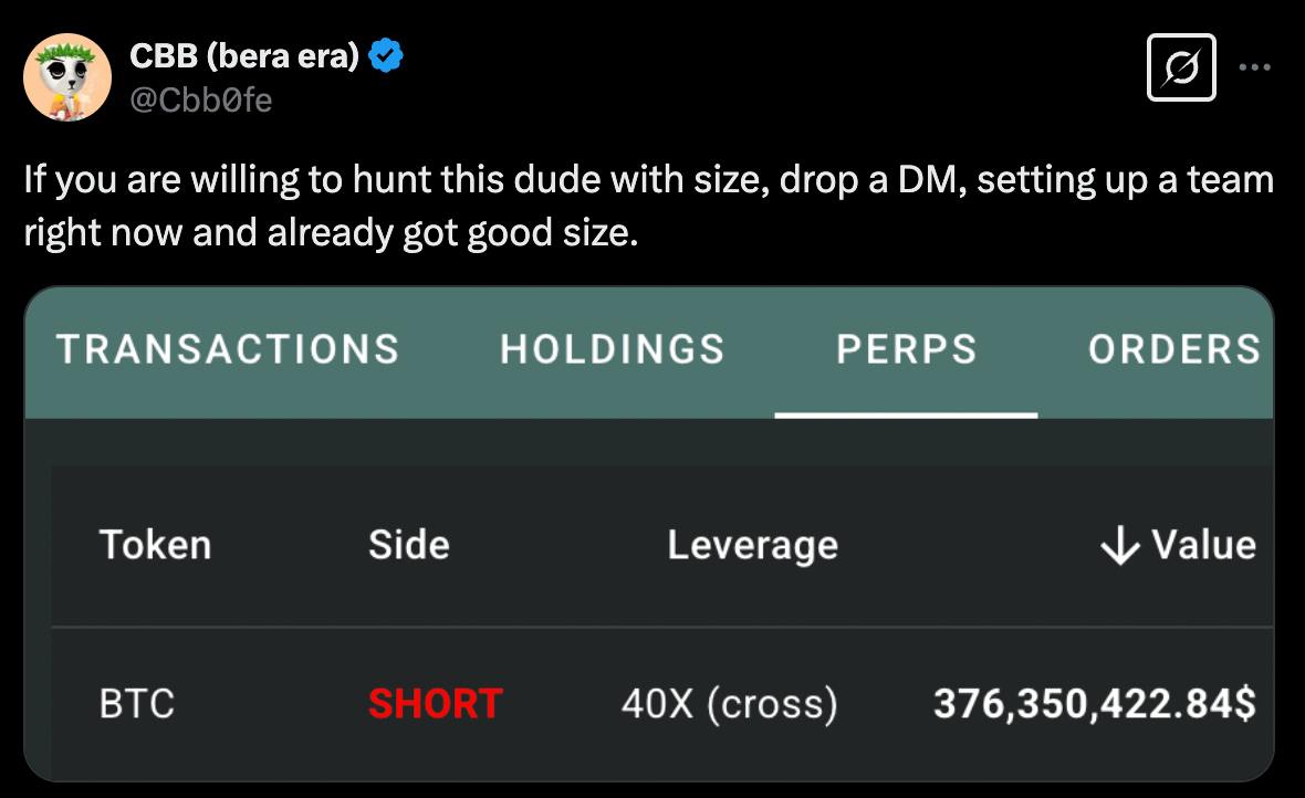 jcgrinds's tweet photo. ⚠️BREAKING: Crypto traders teamed up to force the insider into liquidation. 

However, the 'insider' trader countered by adding a $5M margin, pushing the new liquidation threshold to $86,593. https://t.co/WusIKLTU9z