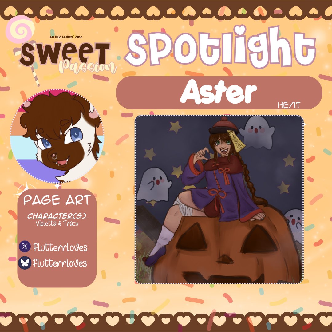 🍭SPOTLIGHTS 🍫
Please welcome another lovely contributor to this project, Aster!  

He will be creating a piece surrounding Violetta &amp; Tracy !!

( <a href="/flutterrloves/">🌈 Aster 🎀 On Hiatus</a> ) #IDV #IDVZINE #IDVTWT