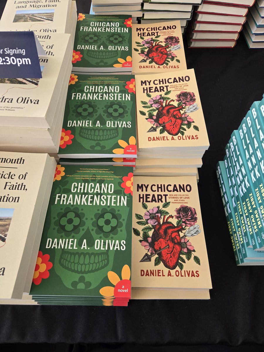 olivasdan's tweet photo. Still need to grab a copy of my books, Chicano Frankenstein and My Chicano Heart? Not to worry! Visit tent 131—UA Campus Bookstore —and pick up a copy. I will be signing after my 2:30 panel at the Nuestras Raíces Stage. #tfob @TFOB @UNVPress @ForestAvePress #bookfestivals https://t.co/LQR5uAqvzJ