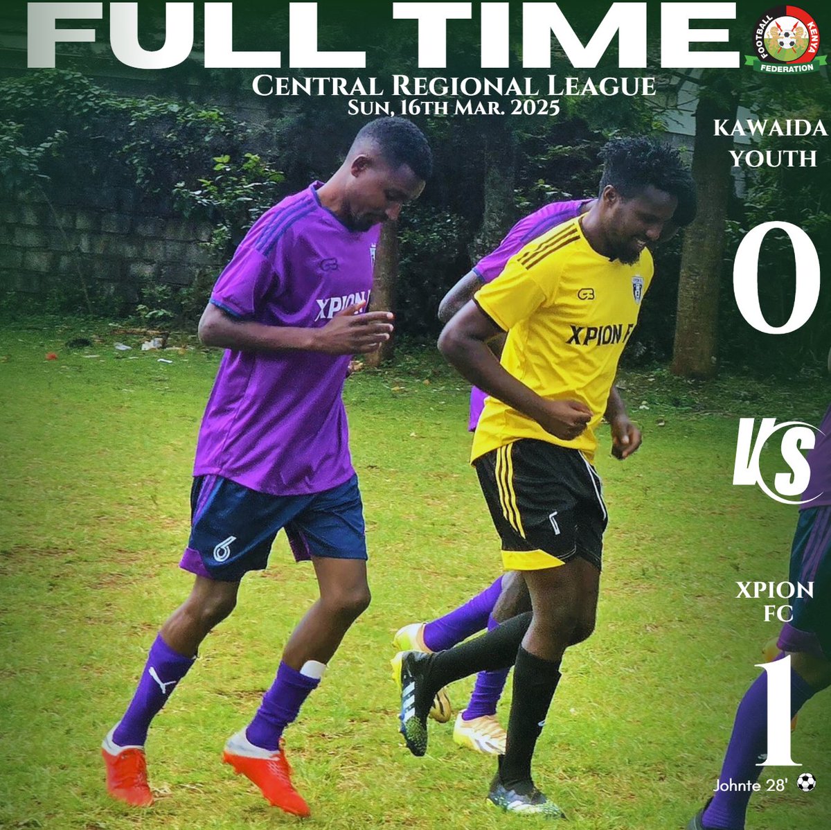 xpionfc's tweet photo. FULL-TIME RESULTS🔥
FKF Central Region League
Sunday, 16th Mar. 2025
Kawaida YOUTH FC 🅾️ 🆚 Xpion Football Club 1️⃣
#xpionfc
#wakandaforever
#forevergrateful
#forever https://t.co/E9IztG9dtr