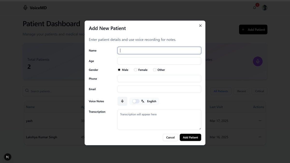 Ni3_011's tweet photo. #buildinpublic #techtwitter 
Building a competitor to Dragon one medical software

>Dictate the prescription and diagnosis
>AI segregates data into different fields
>Manually edit the fields
>Turn it into a report
>Saves patient record as a visit
>Can Download PDF of report https://t.co/sCVtLMvl5Y