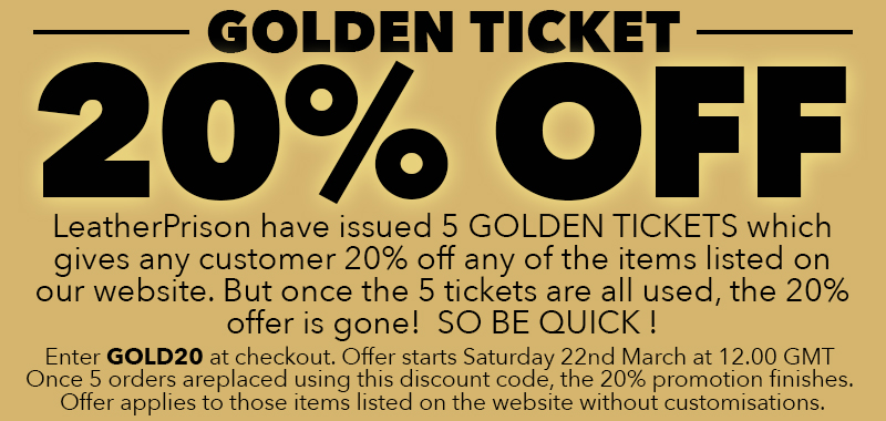 Now for something very special. 20% off has never been done before by us. But this offer is very limited. The first 5 orders using code GOLD20 get 20% off our website listed items. This is LIVE on Saturday 22nd March at 12.00 GMT. Be quick and grab a bargain!