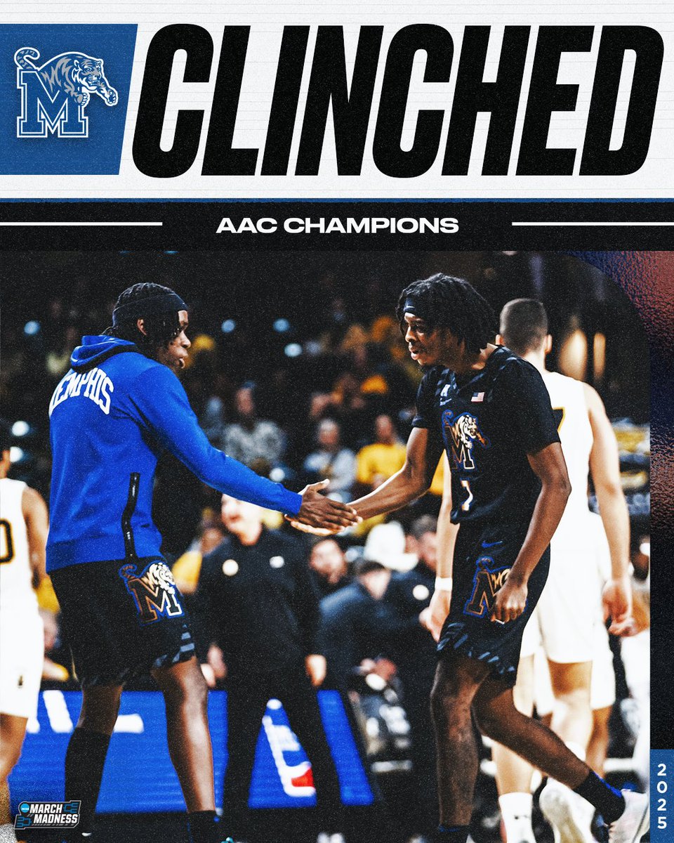 MarchMadnessMBB's tweet image. MEMPHIS TAKES THE CROWN IN THE AMERICAN 👑

For the second time in three years, the Tigers sit stop the AAC 🐅 #MarchMadness