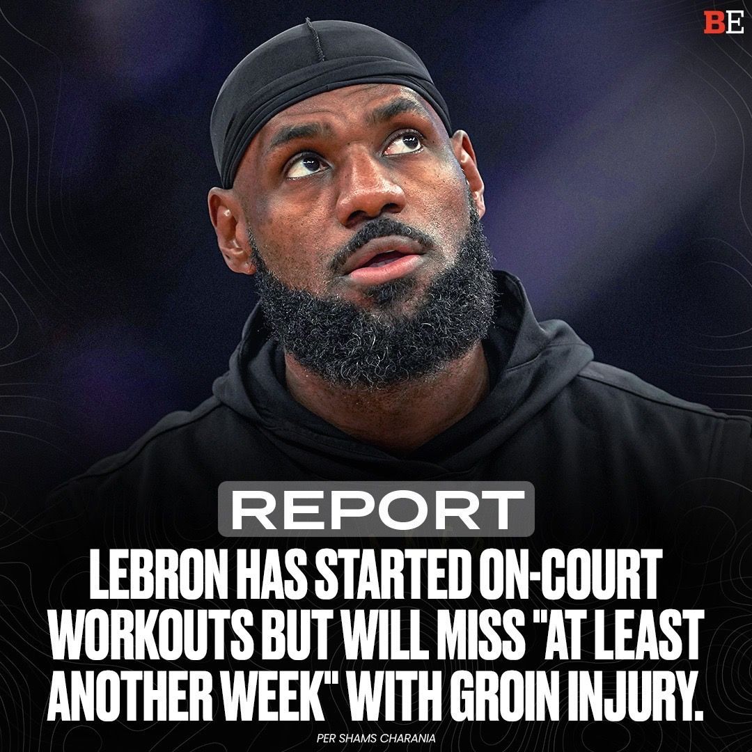 LeBron James has resumed on-court workouts but will miss at least another week, per <a href="/ShamsCharania/">Shams Charania</a> ⏳

Follow @BallExclusives for the latest NBA news! 💪