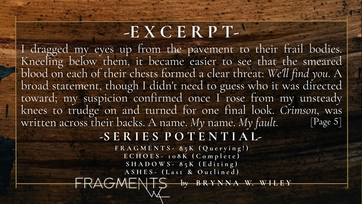 An #agentsguide to FRAGMENTS!
When a woman haunted by her own lost memories is caught by the most vile of humankind, she must put her trust in the very man hunting her on behalf of the past or she'll be returned to those she fears most.
#LuckyPit #PopUpPitA #A #Q