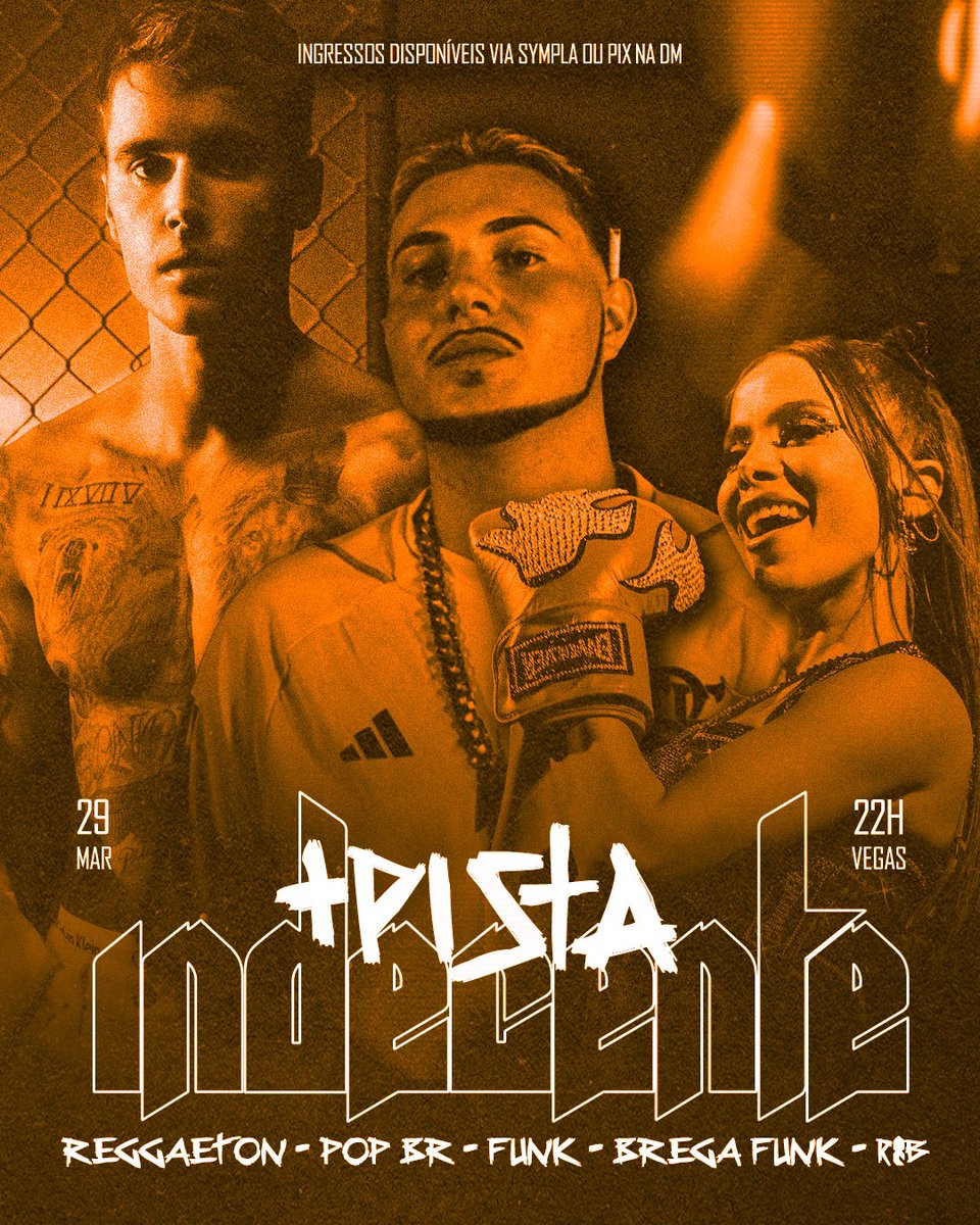 Marca na agenda: No dia 29.03 nosso encontro é na BLOW JUSTIN BIEBER + PISTA INDECENTE 💃

22h, no Vegas 

🎟️ Ingressos disponíveis no Sympla sympla.com.br/event__2846376 e no pix na dm

Lista free pra pessoas T e aniversariantes de março tá liberada! Chama na dm da @/deualoucaprod