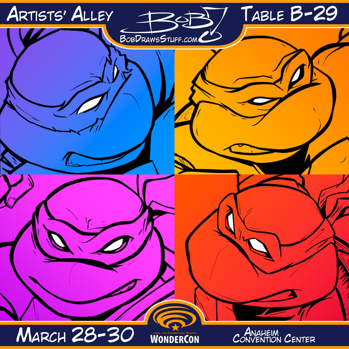 BobDrawsStuff's tweet photo. Time flies when you're making art. I almost forgot to post that I'll be at WonderCon 2025, Table B-29!  Come on down and get my new Ninja Turtles print (work in progress shown here), or any of my other arts.  

#wondercon2025 #artistsalley #b29 #bobdrawsstuff https://t.co/VXhYahZnmU