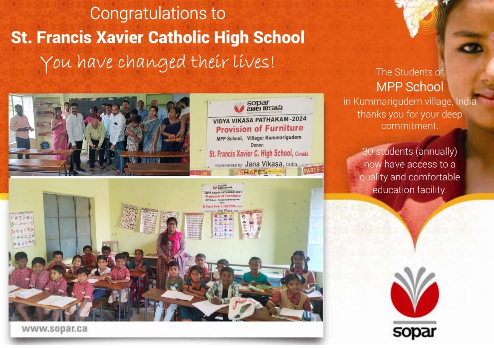 Congrats to Mr. Baars and his team for supporting the Youth Changing the World program. We are proud of their efforts! #ocsbBeCommunity  #ocsb 
2024 Goals.....
-A borewell for a village without clean water
-Classroom furniture for 30 children
-School supplies for 50 children