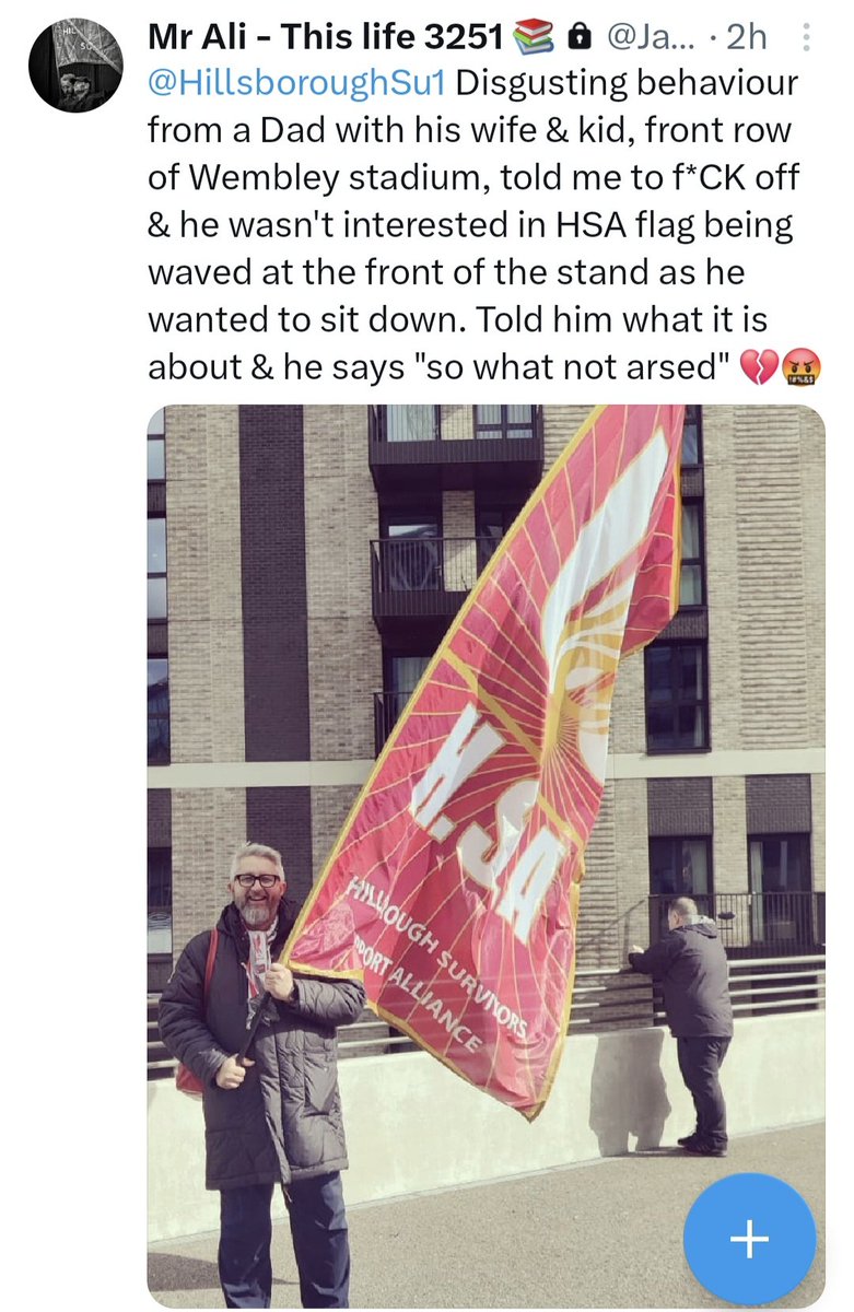 HillsboroughSu1's tweet photo. If this was you, hang your head in shame, Jay is well respected by so many and represents HSA with pride. Go and learn about the history of LFC and learn about the importance of HSA and what we do 🔥 https://t.co/GJSSZETY2b