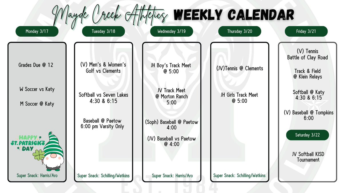 Here's your weekly peek at The Creek...