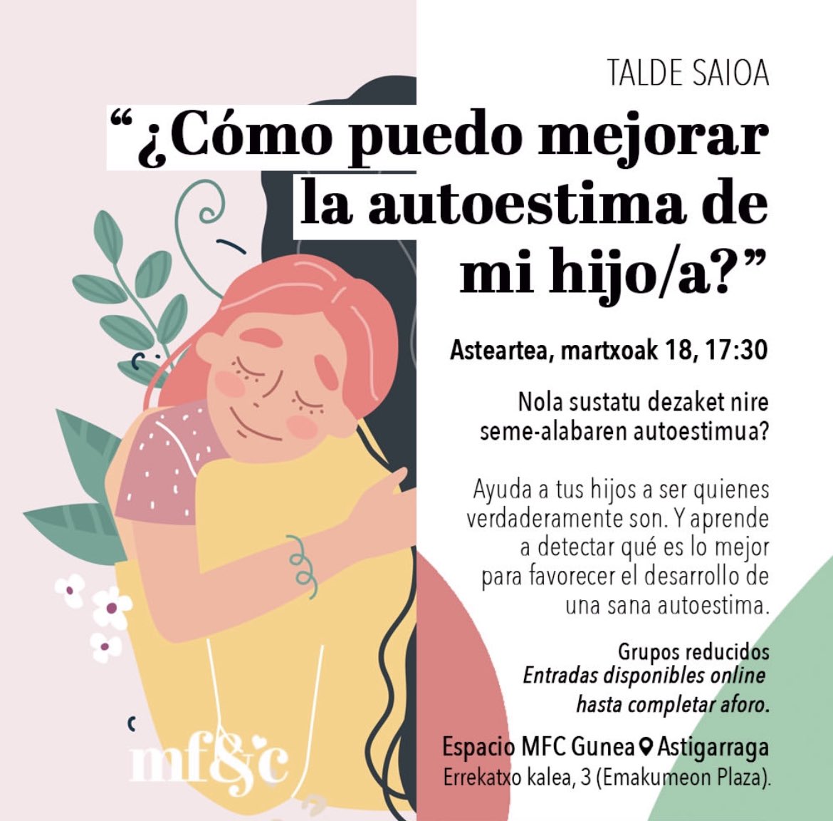En este viaje que es la p/maternidad, uno de los regalos más valiosos que puedes dar a tu hijo/a es una autoestima sólida.

Nuestros hija/os merecen saber que son valiosos, que sus voces importan y que sus sueños son alcanzables.

¿Vienes? 

maifamilyandco.com/charlas-autoes…

#astigarraga