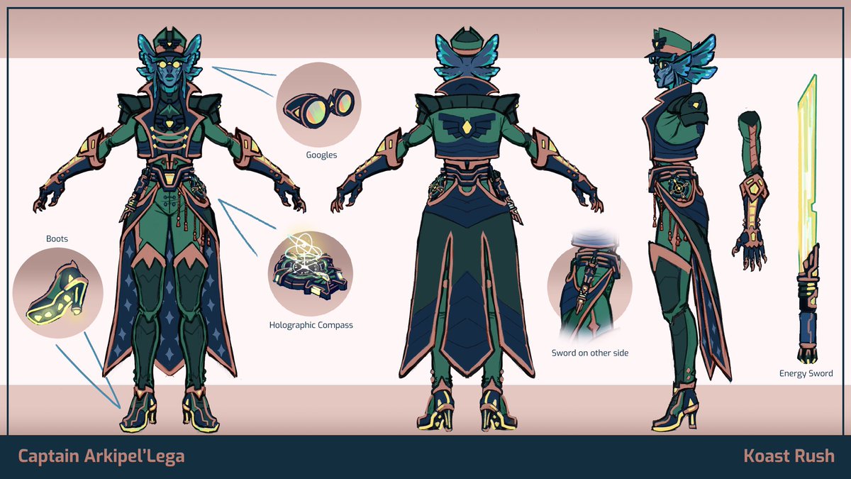 KoastalKryptide's tweet photo. Some concept art for a new character. Her name is Captain Arkipel��Lega, Arkipel for short :] https://t.co/2iNxDfBZKc