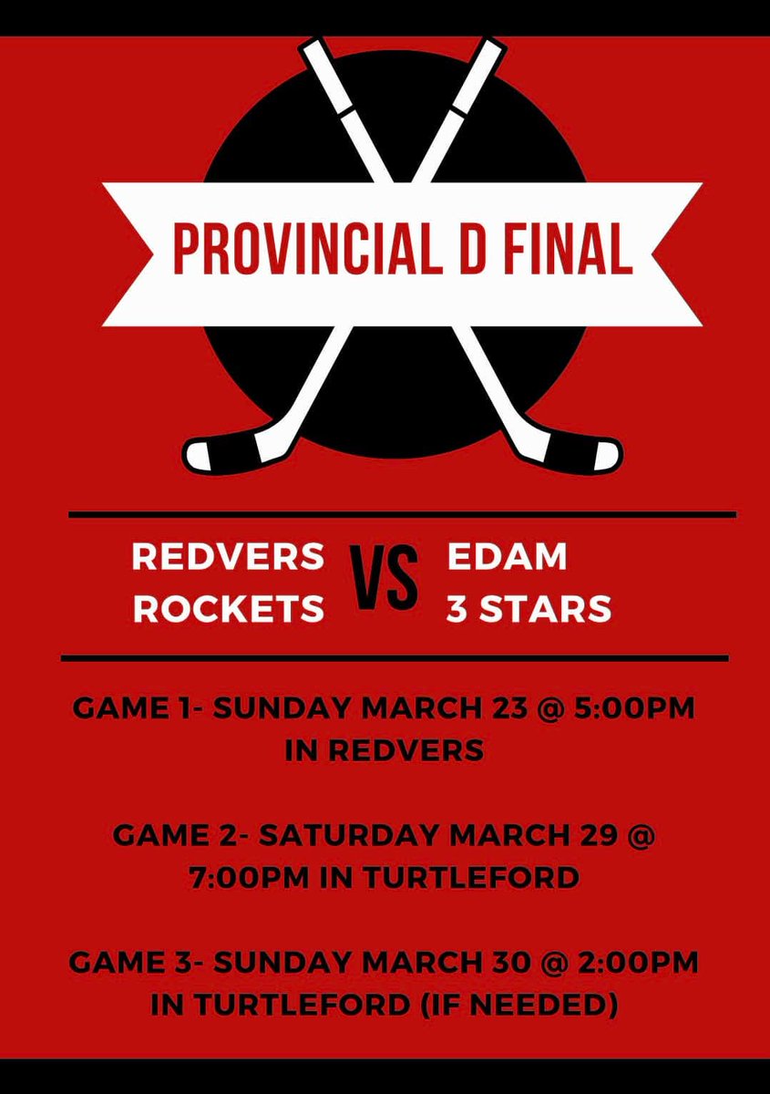 RedversRockets's tweet image. Provincial D Finals with Edam are set #rocketshockey🚀