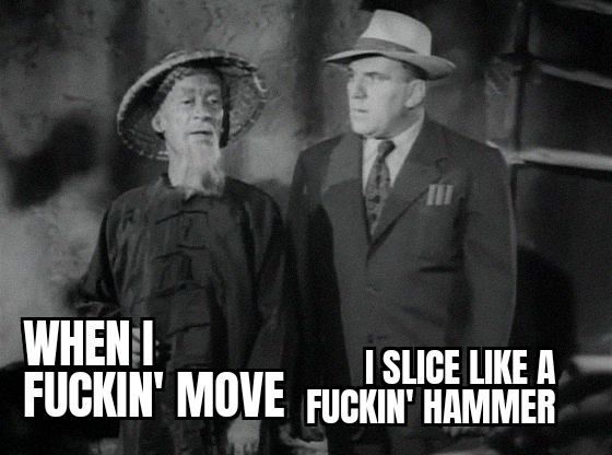 ThumbTrickz's tweet image. 'Macao' (1952).

#WilliamBendix plays Lawrence C. Trumble, a well meaning but naive travelling business man who gets conned into thinking he's going to find the fabled city of Shangri-la by an elderly chinaman calling himself Confucius Lao Tzu.

#SliceLikeAFuckinHammer