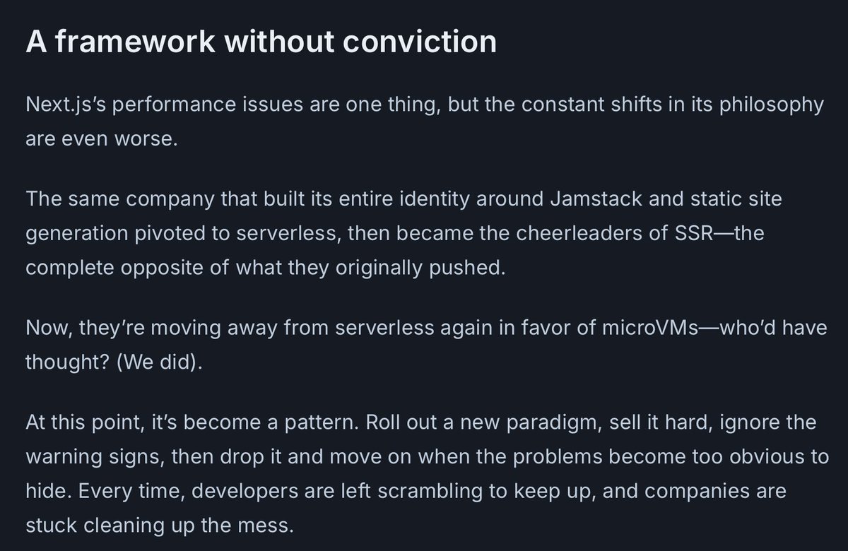 This perfectly summarizes all my hate for <a href="/nextjs/">Next.js</a>. Just make up your mind and stick to it for god's sake, I don't have infinite time to keep refactoring my entire app every 2 weeks