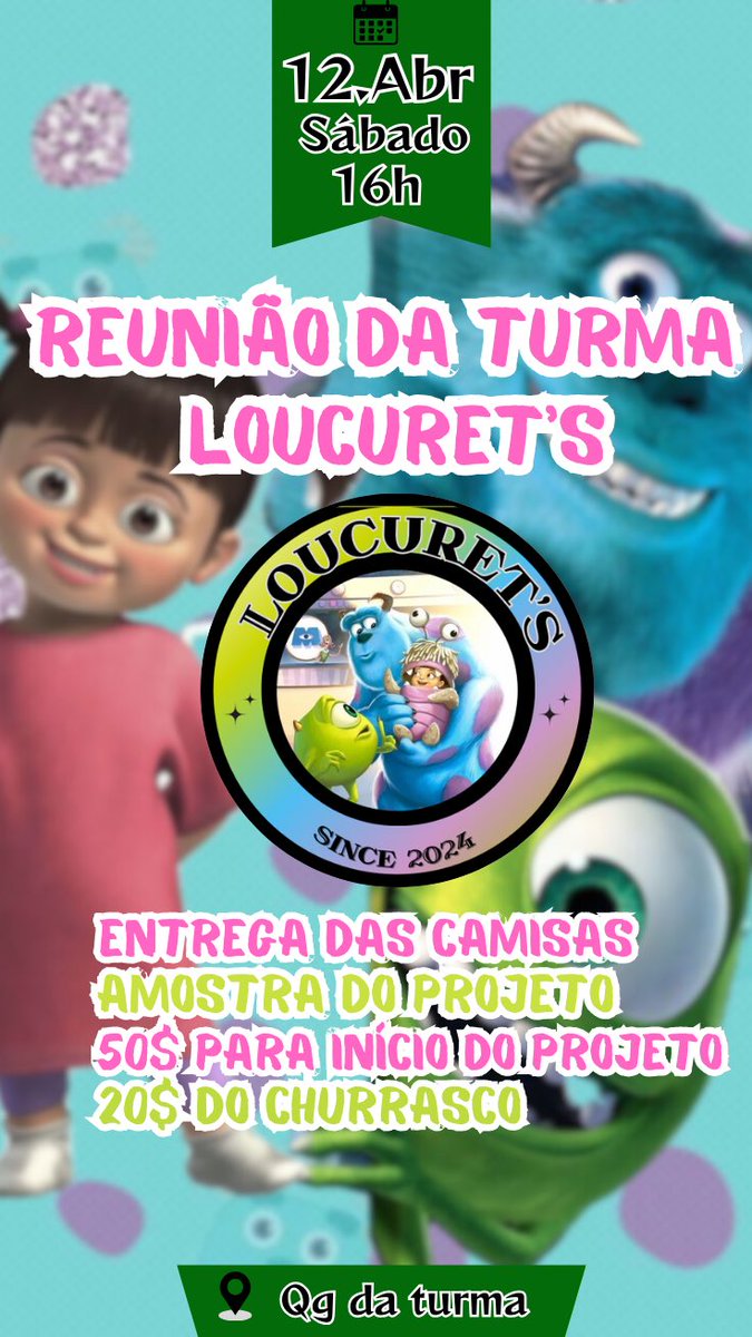 Primeira reunião! ✍🏼
Pra cima!
Muro tá baixo !!! Vagas abertas.

Quem é,é
Quem não é,não se esconde
Loucuret's vai pra pista e a Vitória puxa o bondeeee 
oooooooohhhh😂🎇🪡✨🎭🔋🚪🌸🤫