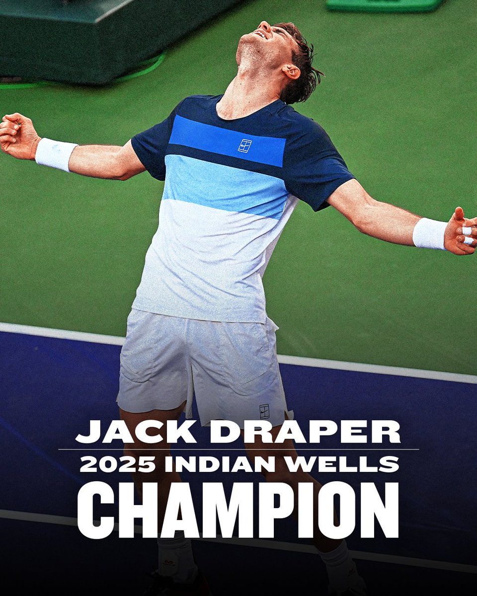 LTA (@the_lta) on Twitter photo JACK DRAPER WINS THE BIGGEST TITLE OF HIS CAREER!!!!!!!!!!!!!!!!!!!!!!!!! 🤯🏆
The perfect end to an INCREDIBLE week as Jack beats Holger Rune 6-2, 6-2 to win the <a href="/BNPPARIBASOPEN/">BNP Paribas Open</a>
#BackTheBrits 🇬🇧 JACK DRAPER WINS THE BIGGEST TITLE OF HIS CAREER!!!!!!!!!!!!!!!!!!!!!!!!! 🤯🏆
The perfect end to an INCREDIBLE week as Jack beats Holger Rune 6-2, 6-2 to win the <a href="/BNPPARIBASOPEN/">BNP Paribas Open</a>
#BackTheBrits 🇬🇧