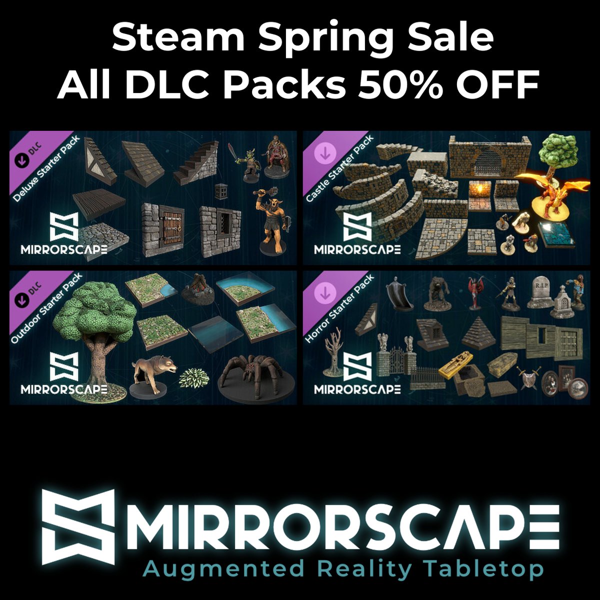It's the <a href="/Steam/">Steam</a> Spring Sale and all DLC Packs are 50% OFF!  All minis, terrain, props and  ready-to-play maps are fully cross-platform, so buy them on  Steam and use them in your #ttrpg on iOS, Android, PC or Mac! Hurry! Sale ends March 20th! zurl.co/Rtfe0 #dnd