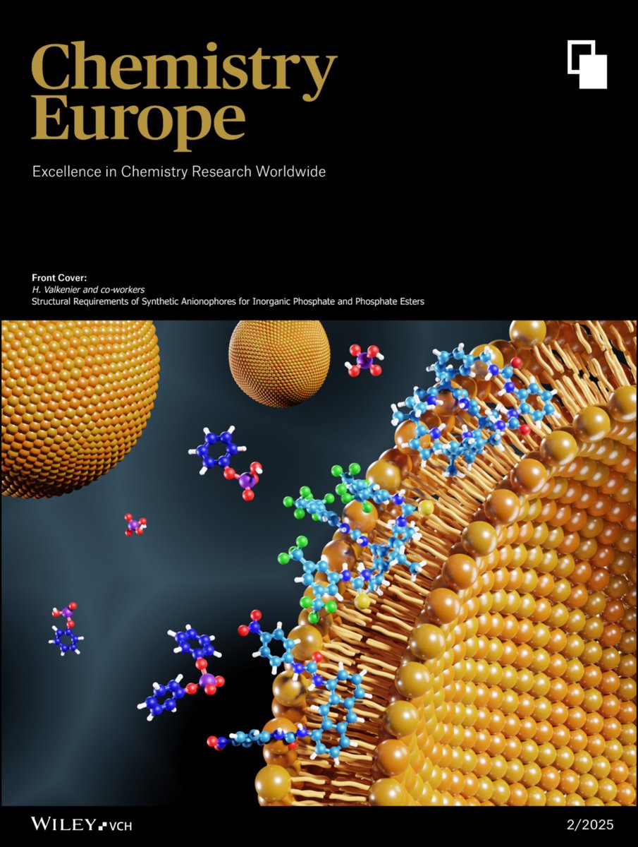 🚀 Exciting news! Our latest paper on transmembrane-assisted transport of phosphate &amp; phosphate esters is featured on the front cover of #ChemistryEurope! 🏆check it out! 🔬📖 doi.org/10.1002/ceur... #Liposomes #Anion transport #ScienceCover