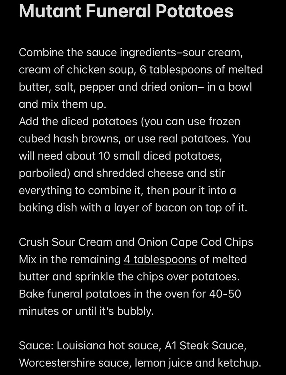 TheMutantFam's tweet photo. Mutant Funeral Potatoes:
These are the directions from the site Tastes Better from Scratch with a couple modifications including a dipping sauce
.
Chris/@FilmAgeStudios
#MutantMenu
#MutantFam
2/3 https://t.co/qs3k9xJSqB