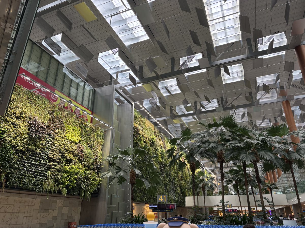 Arrival/exit at Changi (Singapore). 

The feeling is incredible, rejuvenating, and inspirational. Constantly thinking how I can apply this in our building designs. 

Will get here early on the way out to see the walking net and topiary.