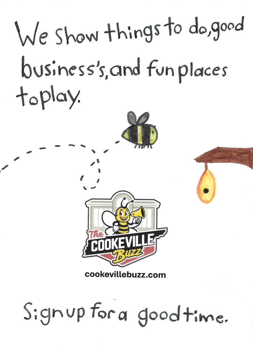 Local newsletter bros like posters. Poster Kid likes drawing bees. 

Perfect outcome for <a href="/MattMelli/">Matthew Mellinger</a> and Cookeville Buzz.