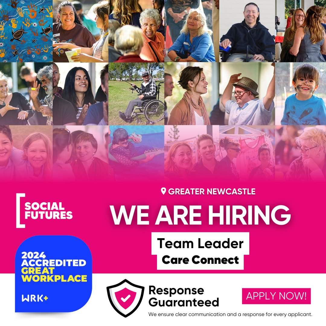 We're seeking a passionate Team Leader to join our Care Connect team in Greater Newcastle!

  👉 Learn more and apply: go.socialfutures.org.au/x_APPLY-Team-L…

#Hiring #GreaterNewcastle #WeAreSocialFutures