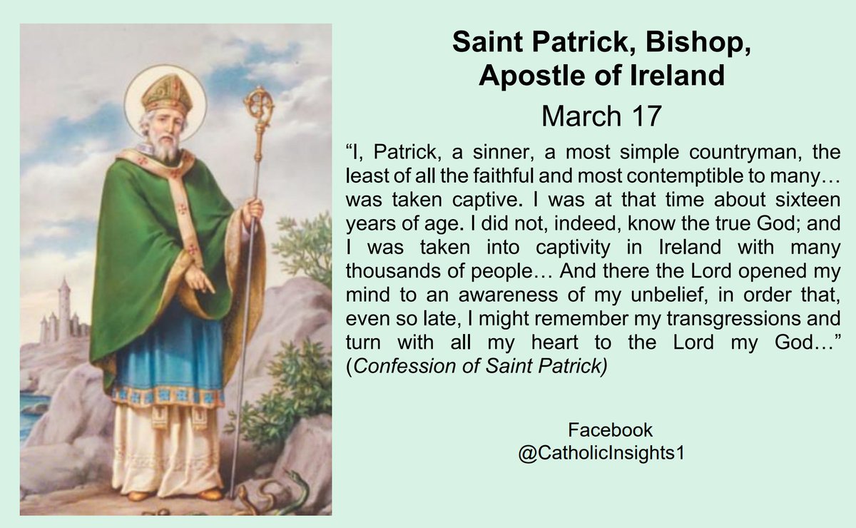 Saint Patrick, Bishop, Apostle of Ireland, March 17
Pray for us!
#StPatricksDay2025 #StPatricks #Catholic #CatholicChurch #CatholicX