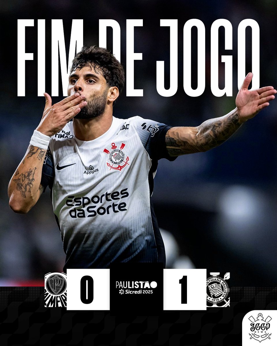 ⚫️⚪️ | UM ABRAÇO E UM BEIJO!!! VENCE O SPORT CLUB CORINTHIANS PAULISTA

🥅 | Palmeiras 0x1 Corinthians
⚽️ | Yuri Alberto

#TRNews | #PALxSCCP