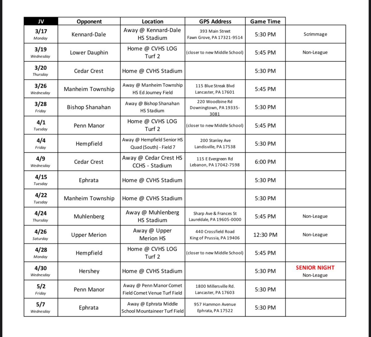 cvblx's tweet image. Updated Schedule …. Game Removed