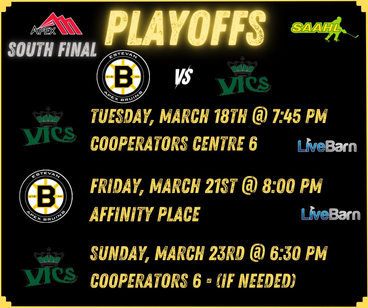 ApexAABruins's tweet image. Please note:

Time and Location change on Game 3