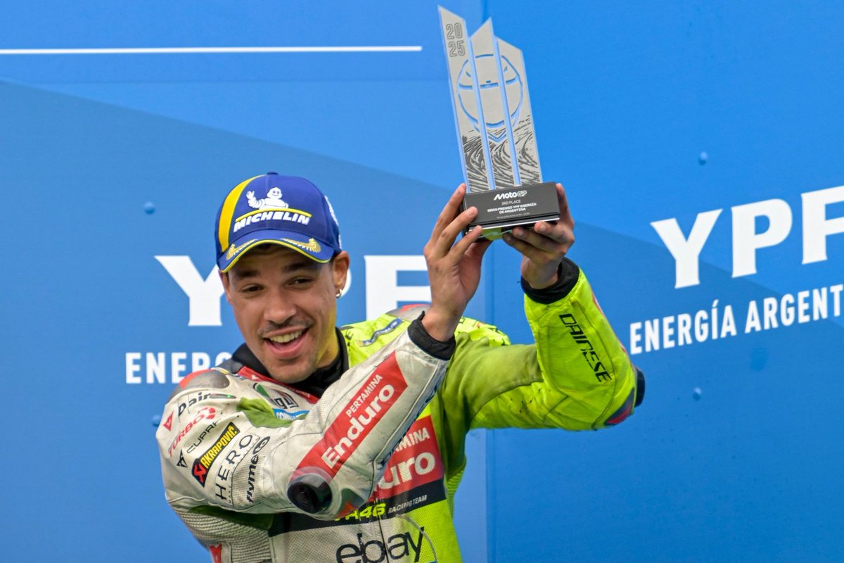<a href="/FrankyMorbido12/">Franco Morbidelli</a> is back on the #MotoGP podium following a brilliant P3 at the #ArgentinaGP! The <a href="/VR46RacingTeam/">Pertamina Enduro VR46 Racing Team</a> rider is on the rise! #dainese