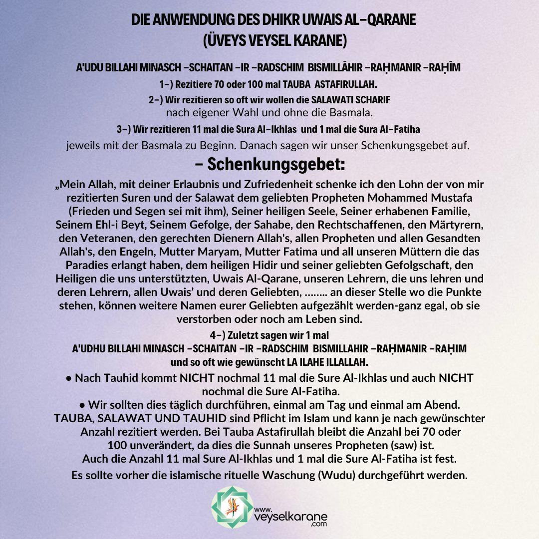 Möge der Gruß und Segen Allah‘s und Seines Gesandten auf euch sein! 

Den Uwais Veysel Karane Dhikir müsst ihr erleben…

#ÜVEYSLIK