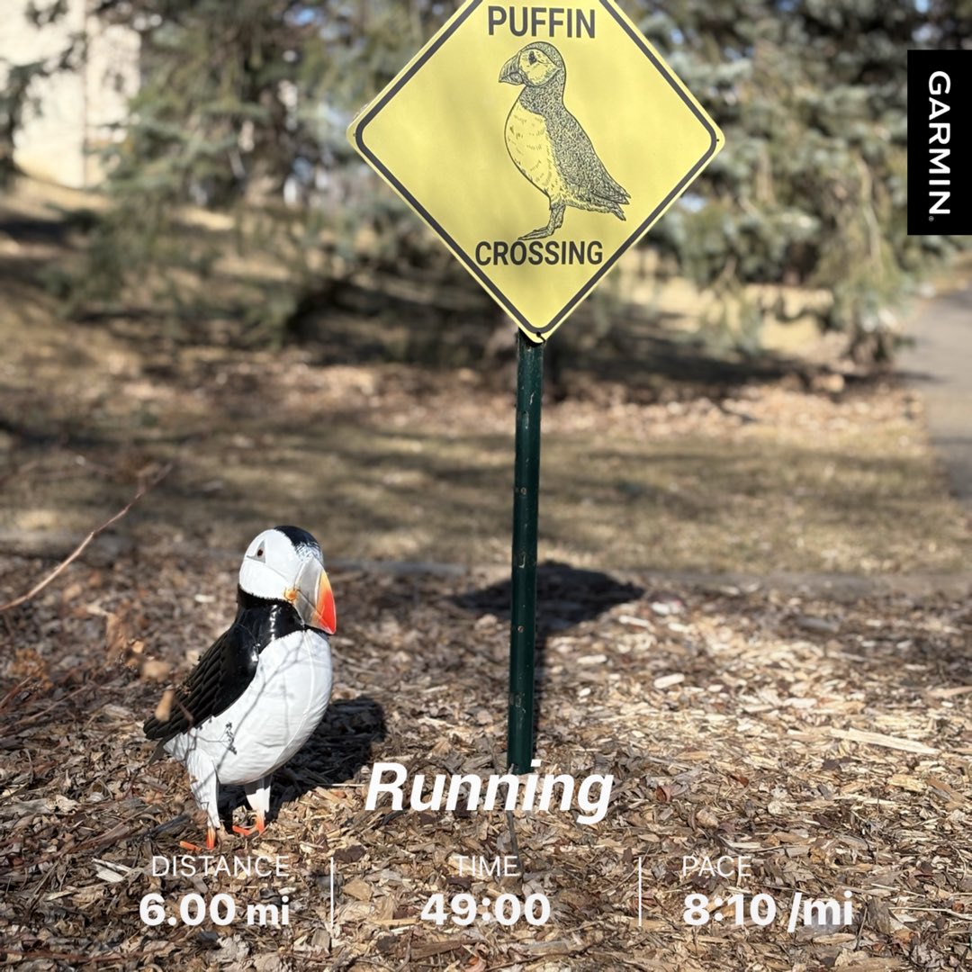 A bit nicer day with the sun out and less windy today for today’s 6 mile run to end off the weekend. Hope everyone had a great weekend.