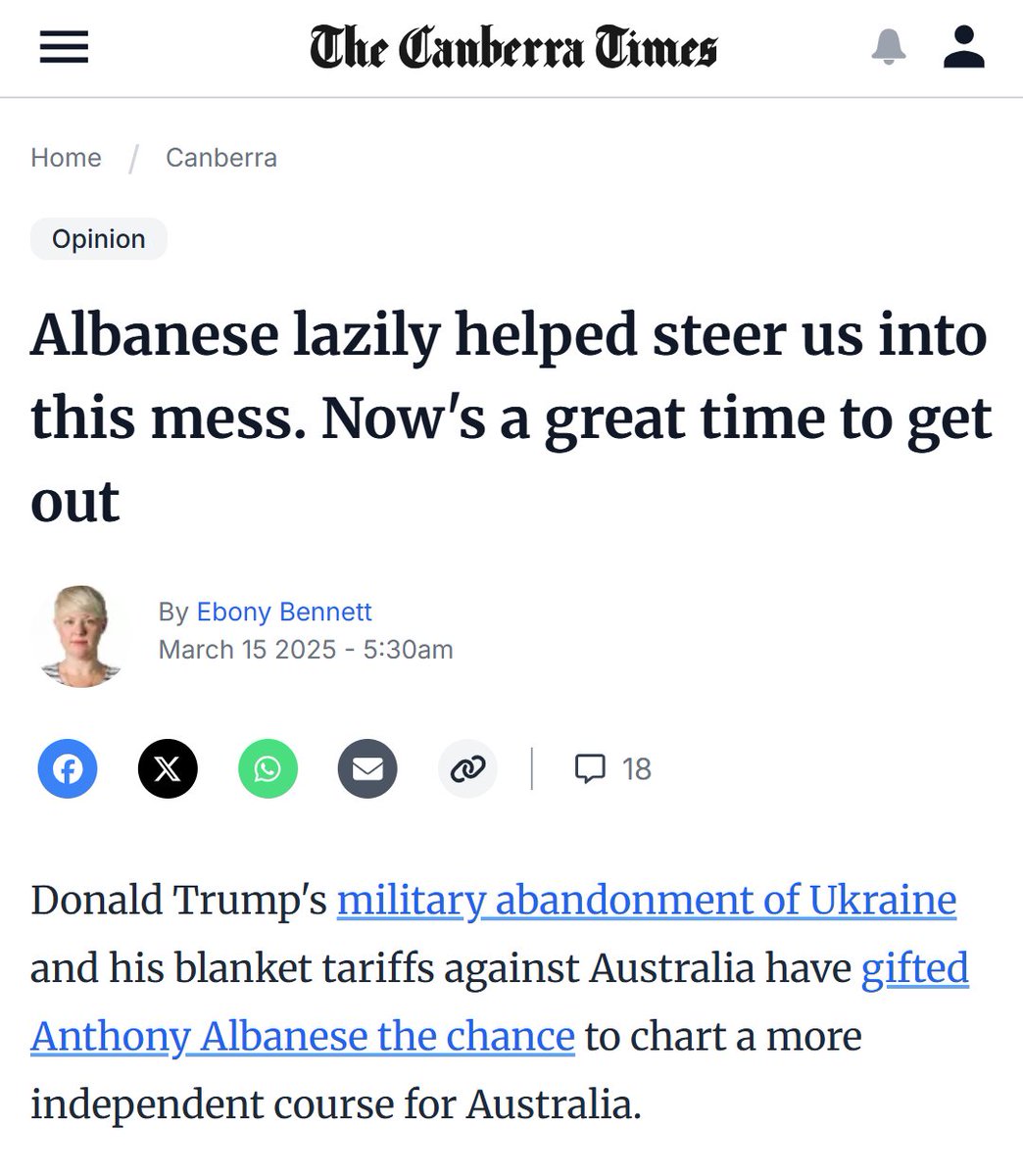 Australia Institute (@theausinstitute) on Twitter photo "Scott Morrison hitched Australia's security wagon to the unstable & unreliable Trump administration, with Labor's support. But it's not too late for PM Albanese to unhitch us from Trump & chart a more independent path for Australia."
<a href="/ebony_bennett/">Ebony Bennett</a> in the Canberra Times. #auspol "Scott Morrison hitched Australia's security wagon to the unstable & unreliable Trump administration, with Labor's support. But it's not too late for PM Albanese to unhitch us from Trump & chart a more independent path for Australia."
<a href="/ebony_bennett/">Ebony Bennett</a> in the Canberra Times. #auspol