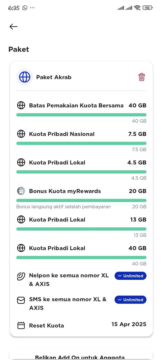 CookiesforT's tweet image. #WTS Paket xl akrab kuota bersama 160gb, dapet rewards 20gb + kuota loksl sesuai zona
Fresh baru aktif lagi pagi tadi, bisa add dulu yaa
Mention after dm

#zonauang #pulsaxl #akrabxl