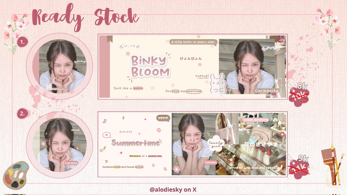 alodiestar's tweet image. .˚ 𐙚 any interaction are very appreciated 𐙚˚.

Halo, Aila punya layout Wonyoung, Giselle, dan Carmen yg bisa dijemput sekarang jugaaa!
Semuanya free retext dan get ava jpg + png. Harganya lagi ada diskon juga loh dalam rangka rilis katalog baru hehe
Ayo jajaann!! :&amp;gt;

#zonauang