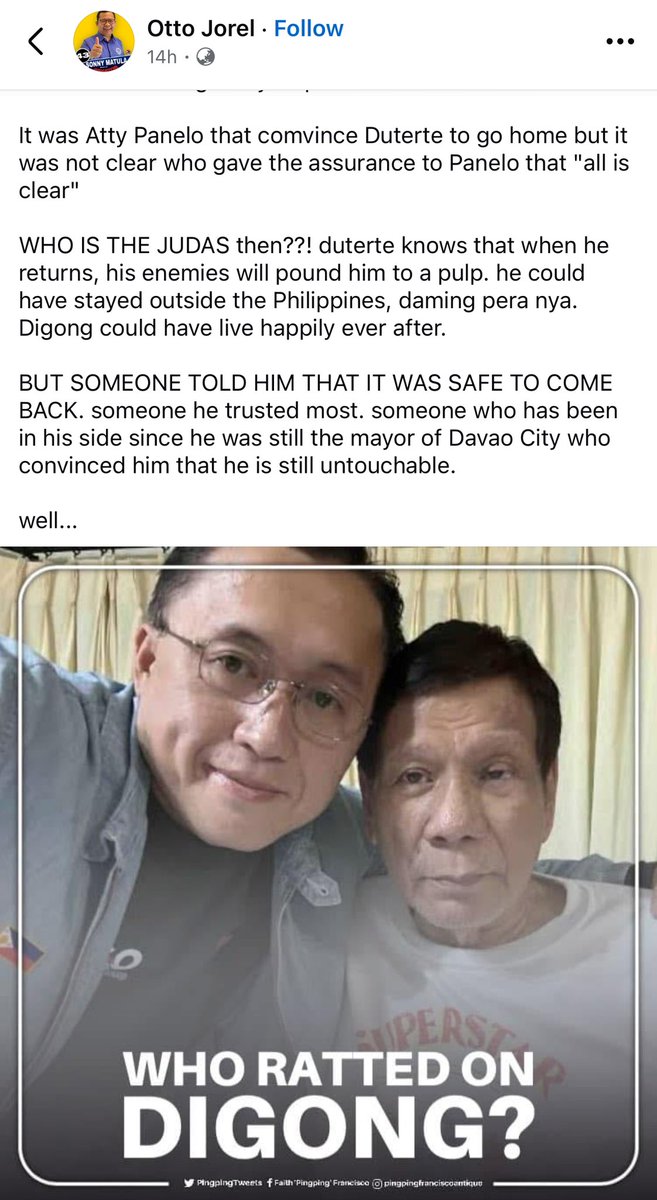 nabunturanguy's tweet photo. A nice marites piece.  Indeed, who is the HUDAS in the Duterte saga? 
Matagal ko na rin naririnig ang mga istoryang ito - of the Duterte siblings vs the Julalay-escabeche tandem.  Marami talaga tayong aabangan.  Forget the DDShits'zarzuela about bringing their Tatay Digong home. Nasa siblings vs julalay/escabeche ang aksyon!