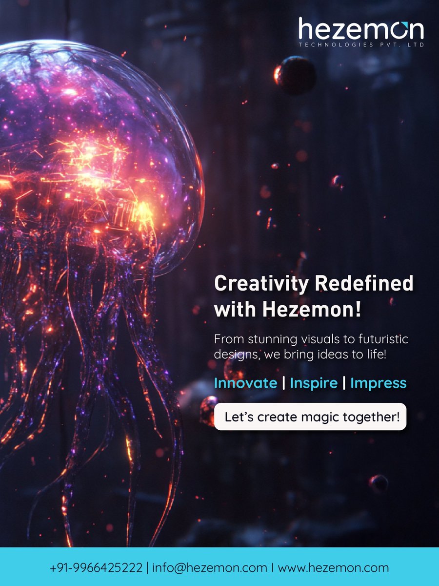 Hezemon Technologies Pvt. Ltd. (@hezemon) on Twitter photo Creativity meets technology at Hezemon!
From stunning visuals to futuristic designs, we redefine imagination.
Let’s Innovate | Inspire | Impress together!
📩 info@hezemon.com | hezemon.com
#Hezemon #Innovation #DesignThinking #CreativeTech Creativity meets technology at Hezemon!
From stunning visuals to futuristic designs, we redefine imagination.
Let’s Innovate | Inspire | Impress together!
📩 info@hezemon.com | hezemon.com
#Hezemon #Innovation #DesignThinking #CreativeTech