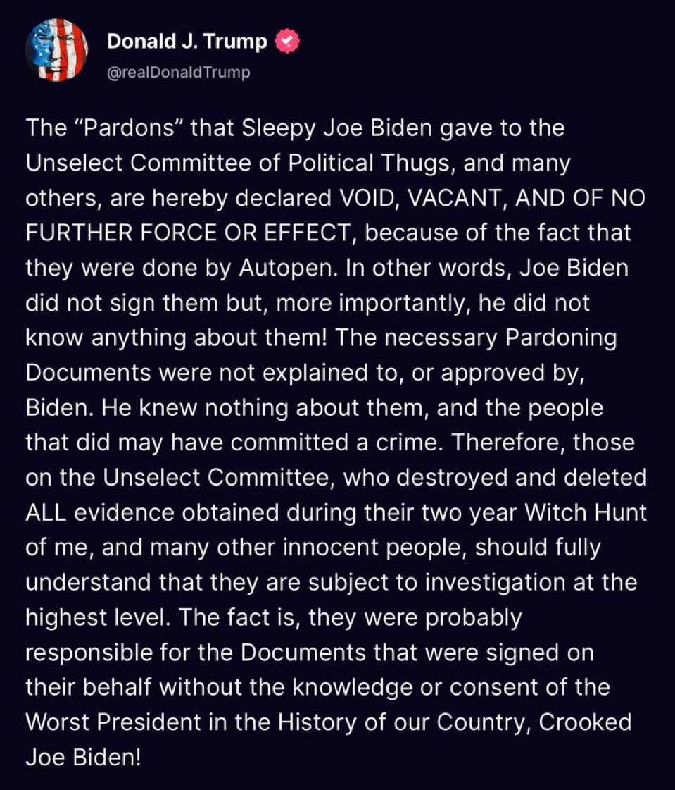 Capsizing__'s tweet image. MASSIVE GAME CHANGER… You know what this means?  👀 

All those corrupt people pardoned are now NULL AND VOID ! 

It’s fair game . 🔨 Time to come after the criminals he tried to hard to protect 🔥
