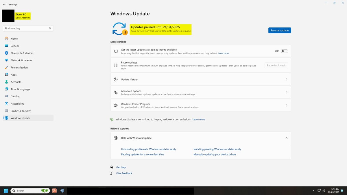 BigDon62's tweet image. youtu.be/OFwxwnwclA8?si…

You @Windows 🇮🇳 chappies have been at it again ! I'd hazard you don't like the fact I still have a 'Local Account' Lucky I know how to uninstall your dodgy updates. #AusPol 🇦🇺 #AusPol2025 🇦🇺 #ComputerGames 🇮🇳⚔️🇦🇺 #DWTSIRL {Just because it is trending.