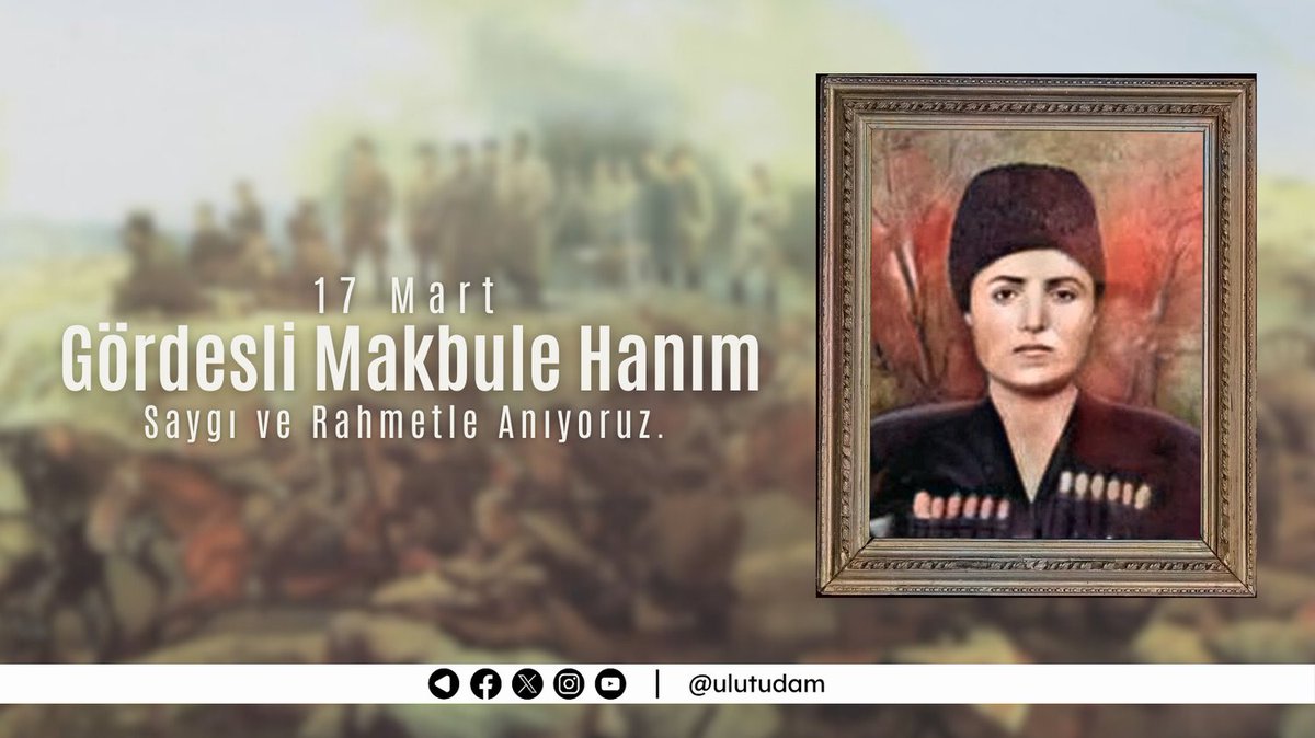 Vatanı uğruna gözünü kırpmadan mücadele eden kahramanlarımızdan biri olan Gördesli Makbule’yi şehadetinin yıl dönümünde saygı, minnet ve rahmetle anıyoruz.

#GördesliMakbule #ŞehitlerimiziRahmetleAnıyoruz #Kahramanlık