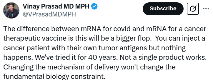 🚨 mRNA cancer vaccines aren’t just "tumor antigens + new delivery." Key diff:
✅ Target neoantigens (personalized, not shared)
✅ Pair with immunotherapies (checkpoint inhibitors)
✅ Rapidly adaptable to mutations
Success hinges on combo approaches. Too early to call "flop." 🧬